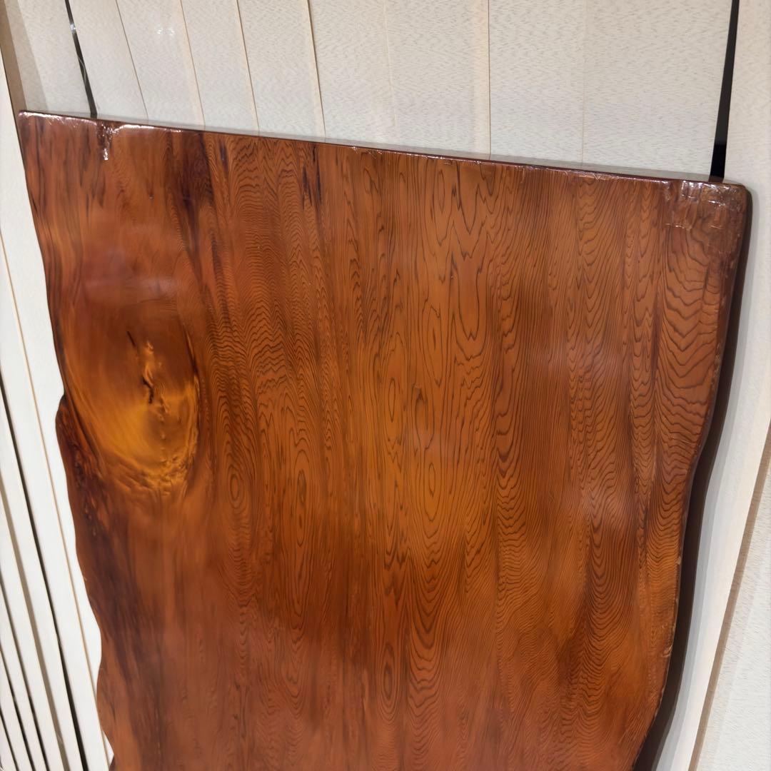 【未使用】屋久杉 一枚板 テーブル 座卓 天然木 耳付 笹杢 漆 天板 希少