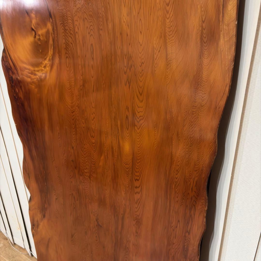 【未使用】屋久杉 一枚板 テーブル 座卓 天然木 耳付 笹杢 漆 天板 希少