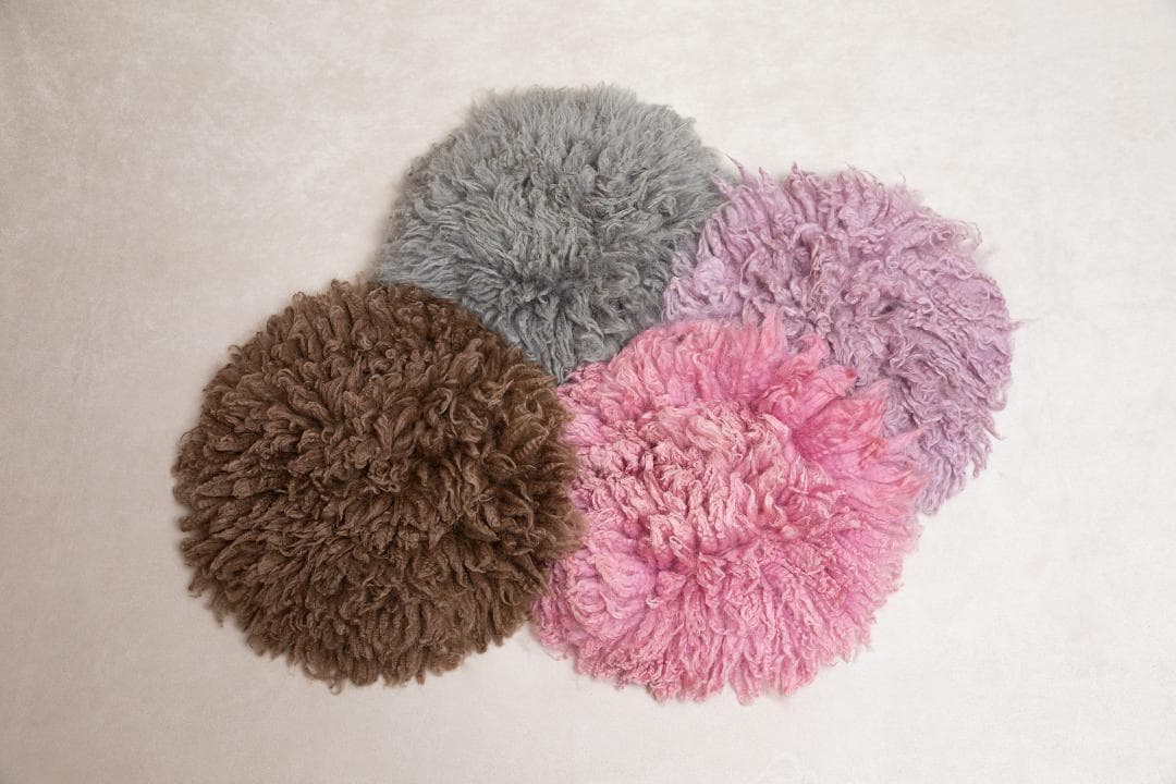 【海外ニューボーンフォト用品】フロカティ風ラグ　4色セットバラ売り対応します