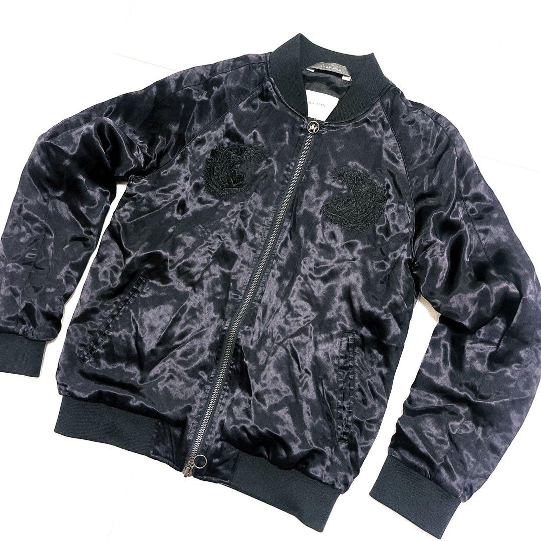 tac ZARA MAN スカジャン　オールブラック　虎　両面刺繍