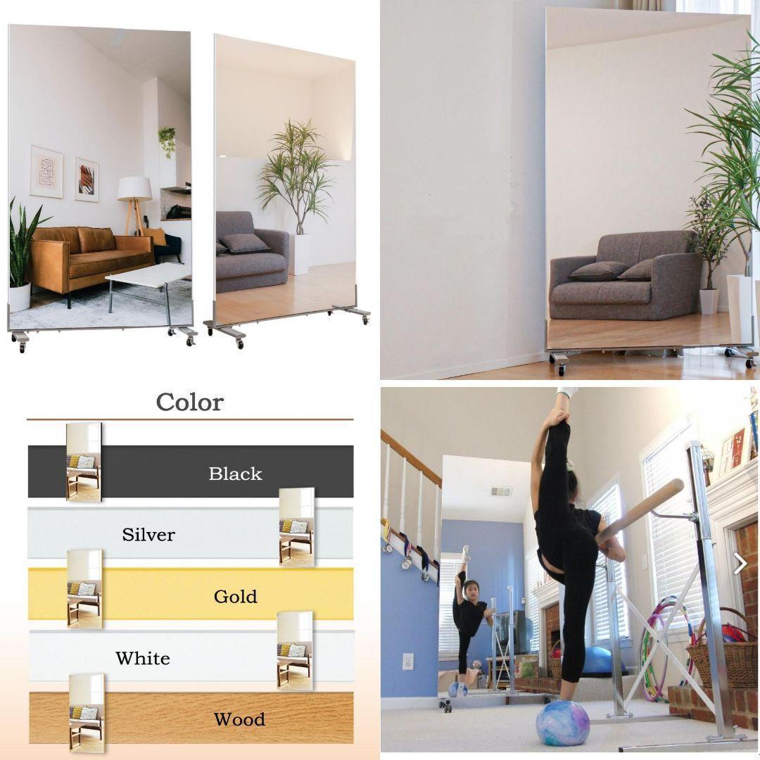 2103,4ダンスミラー 割れない鏡 幅100cmｘ160cm キャスター付き