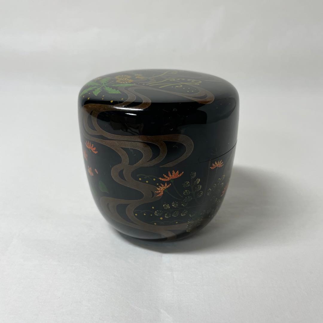 FD17 道馬順一作　鵬雲斎好写　「流水春草蒔絵大棗」茶入