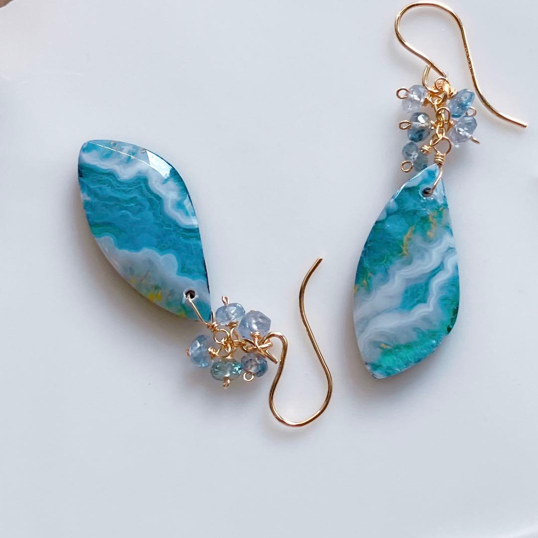 tama◆希少✧ローマングラスピアス✧マルチカラーサファイア