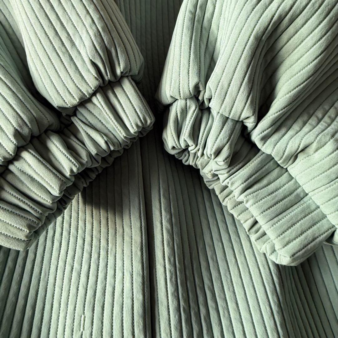 ビアズリー BEARDSLEY バルーン袖コート セミロング キルト緑 未使用級