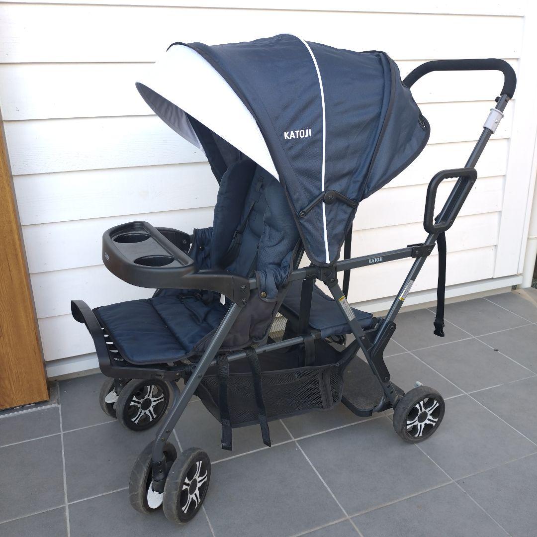 カトージ 二人乗りベビーカー 二人でゴー ネイビー KATOJI 中古