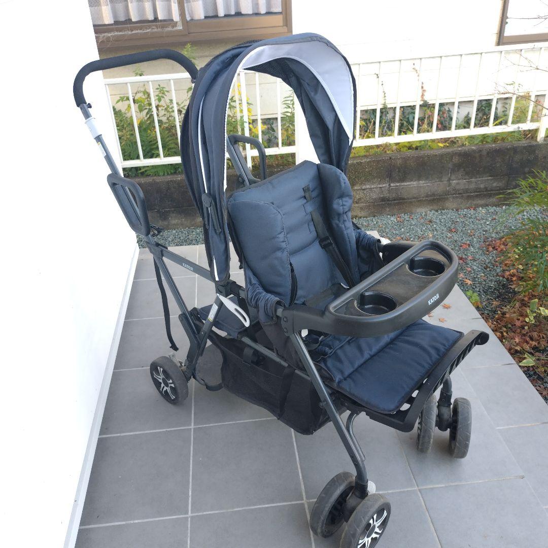 カトージ 二人乗りベビーカー 二人でゴー ネイビー KATOJI 中古