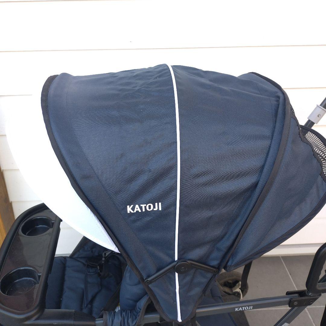 カトージ 二人乗りベビーカー 二人でゴー ネイビー KATOJI 中古