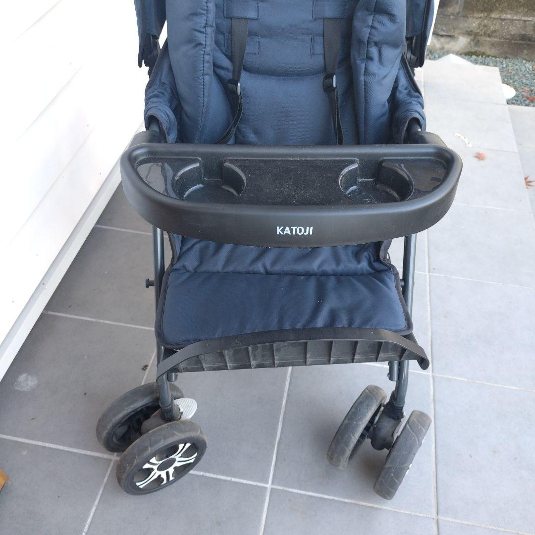 カトージ 二人乗りベビーカー 二人でゴー ネイビー KATOJI 中古