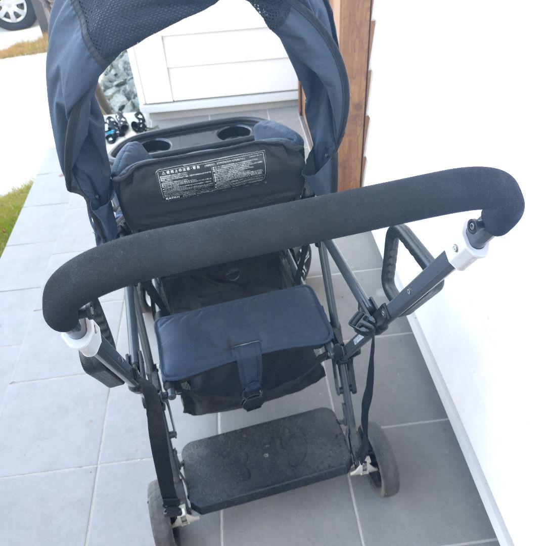 カトージ 二人乗りベビーカー 二人でゴー ネイビー KATOJI 中古