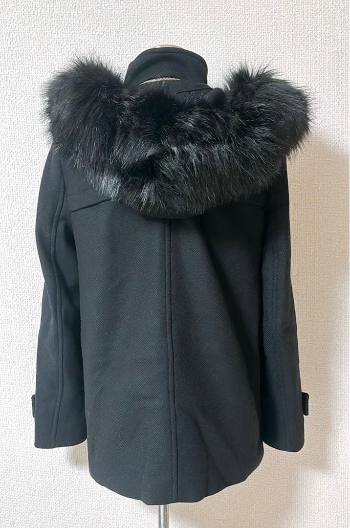 【ZARA WOMAN】ダッフルコート　2WAY ラクーン　ベルト　黒　L相当