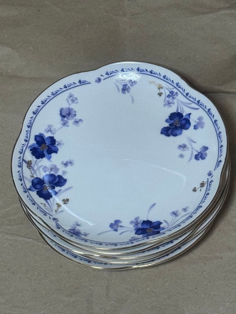 青藍HOYA陶磁器皿 5枚セット 直径20cm