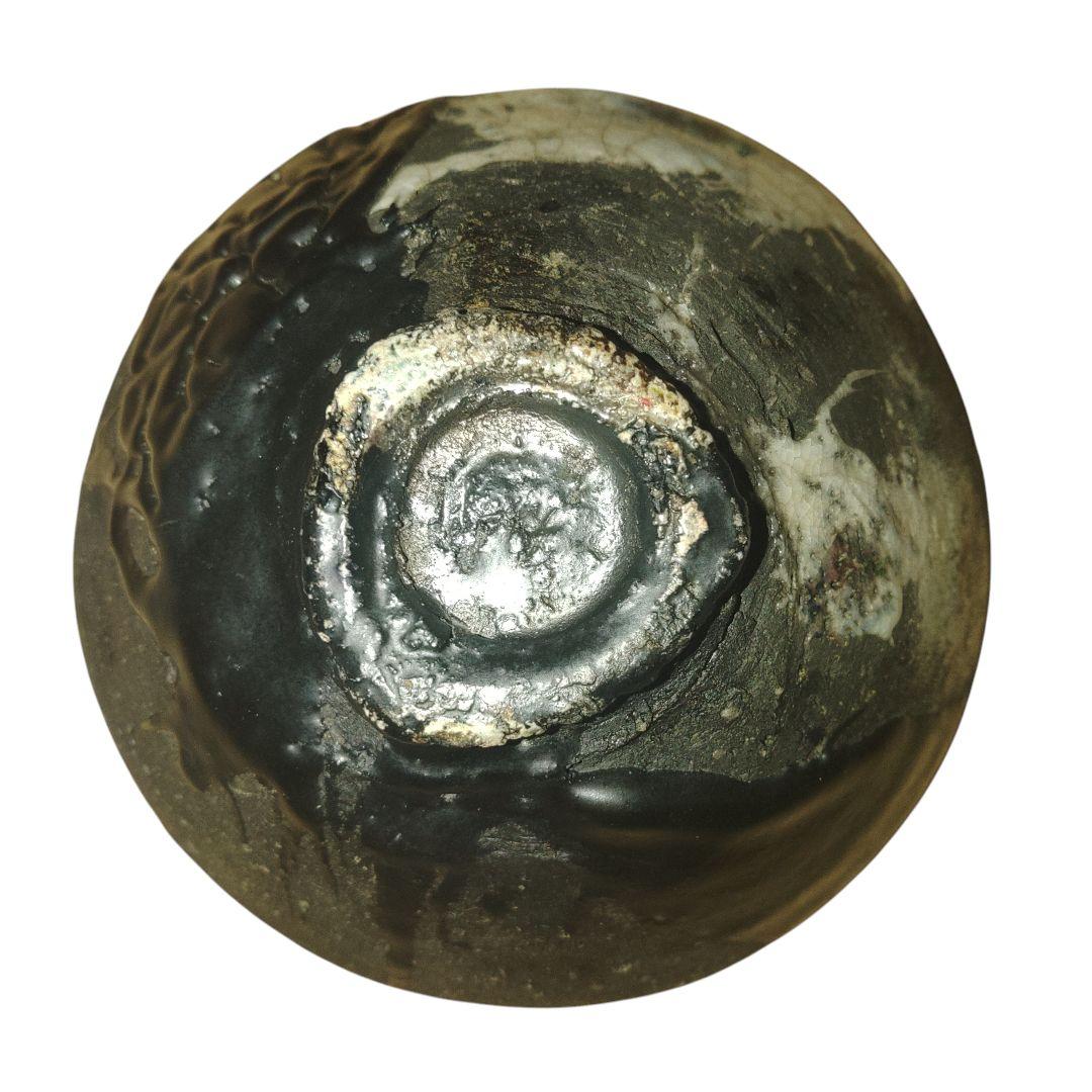 瀬戸黒茶碗　梅花皮手抹茶茶碗　茶道