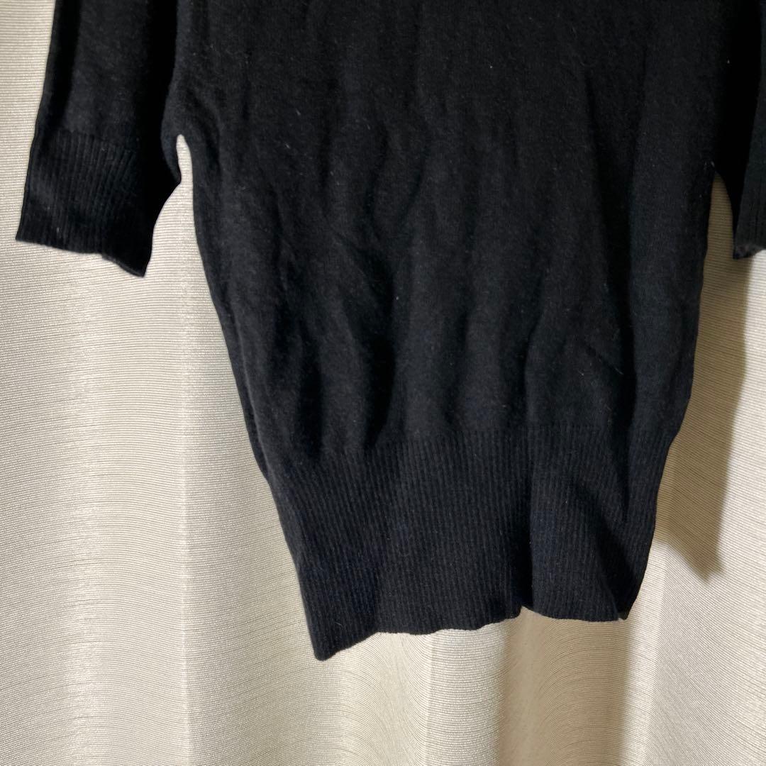 【新品タグ付き】D&G ロゴ刺繍　タートルネック 半袖ニット 黒　イタリア製