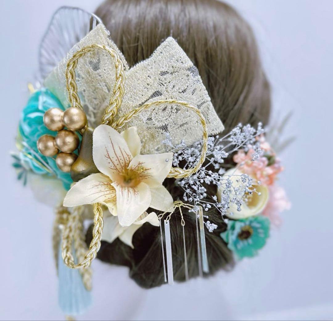 【ききららページ】二点セットまとめ　簪2本　銀箔１枚　髪飾り 成人式