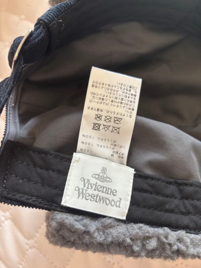 ヴィヴィアンウエストウッド コーデュロイ ボア フラップ キャップ ネイビー