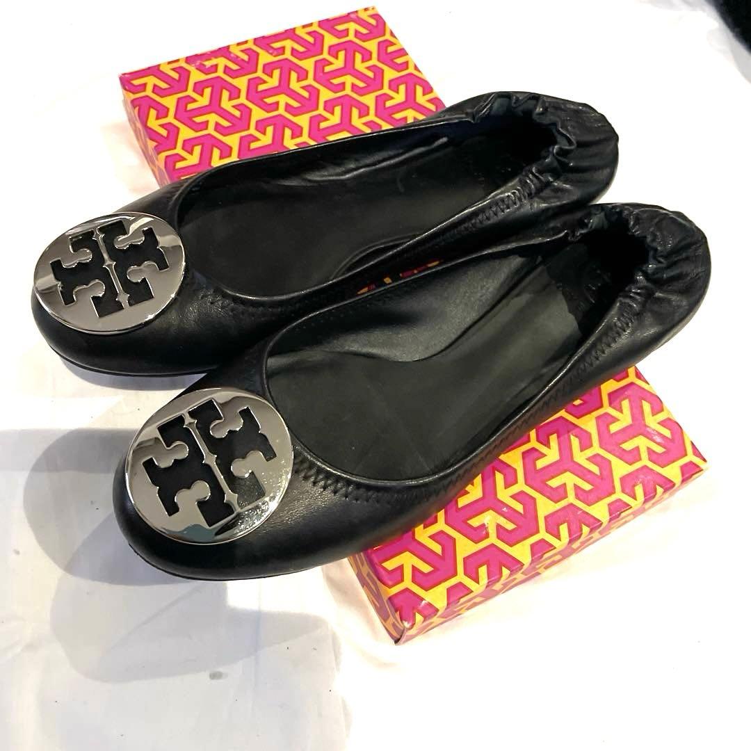 トリーバーチ　バレエシューズ　シルバー金具　美品　サイズ8.5日本25〜25.5