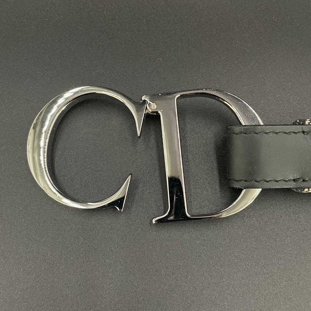 美品　クリスチャンディオール　CDロゴ　バックルベルト　トロッター柄　ネイビー
