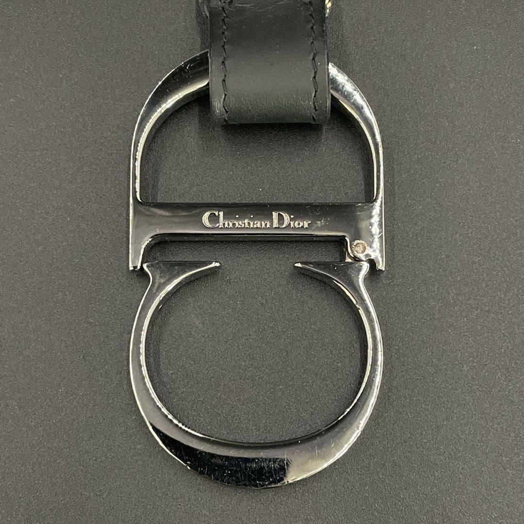 美品　クリスチャンディオール　CDロゴ　バックルベルト　トロッター柄　ネイビー