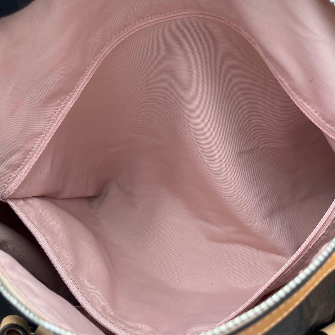 【美品】 コーチ 2way ボストンバッグ PVC シグネチャー ブラウン