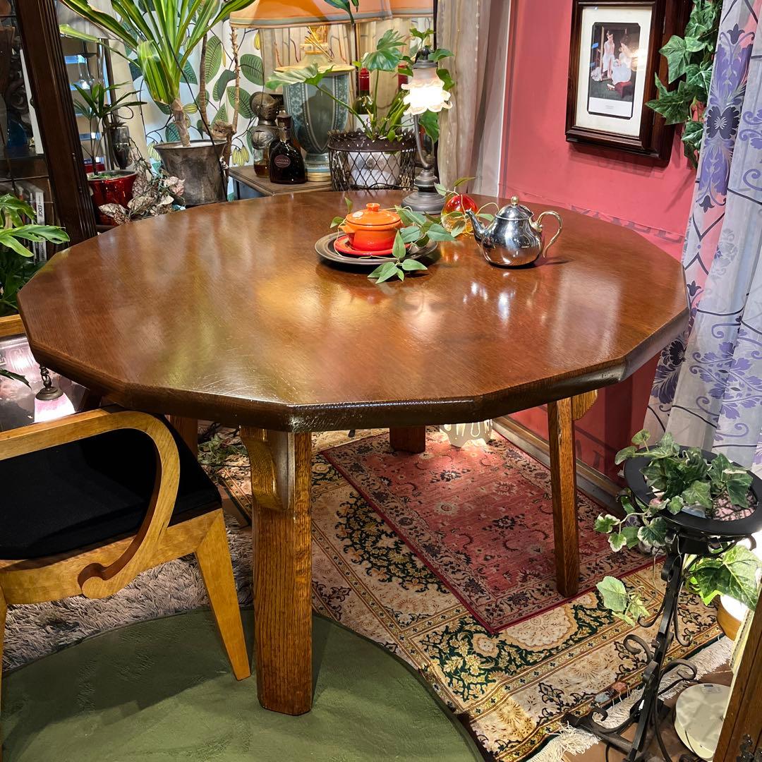 NH338ヴィンテージ オーク　１６角　ダッチカントリーダイニングテーブル