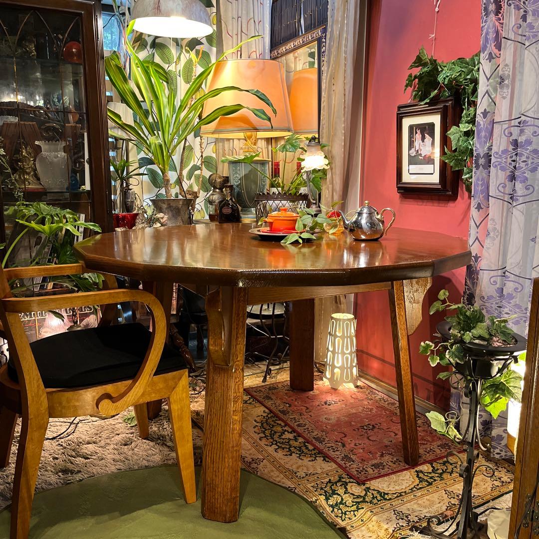 NH338ヴィンテージ オーク　１６角　ダッチカントリーダイニングテーブル