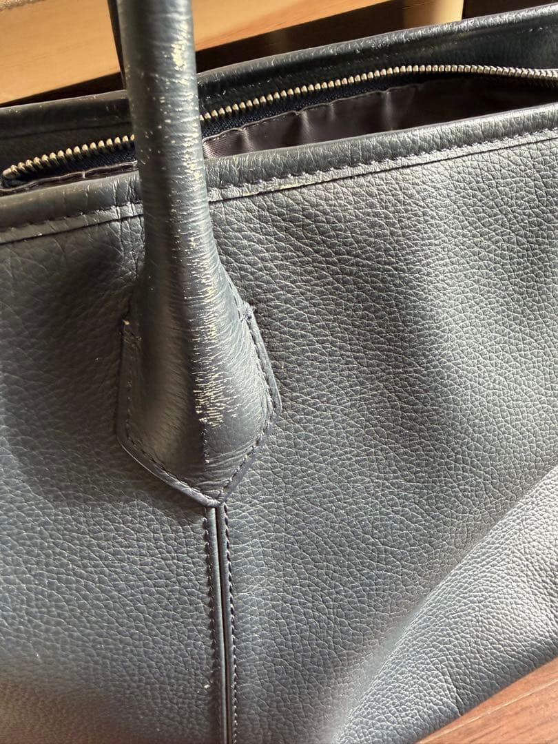 BARNEY'S NEW YORK レザートートバッグ (M) ネイビー