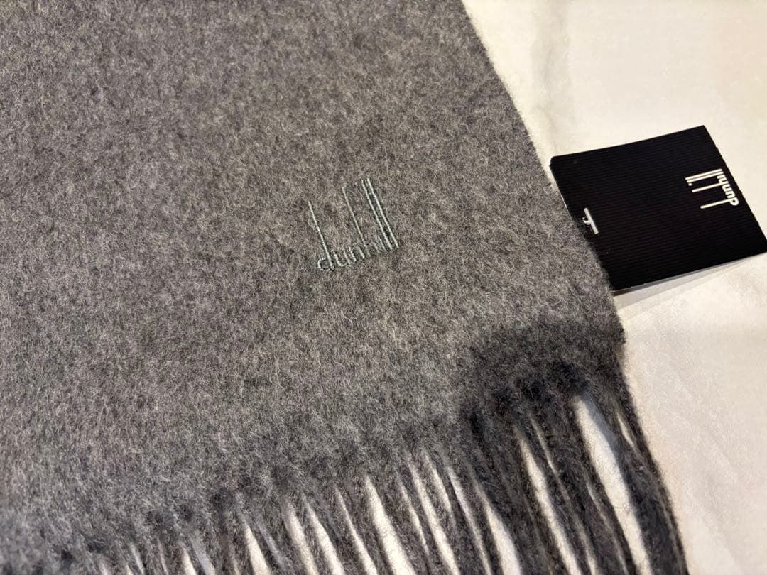 【新品タグ付き】dunhill カシミヤ 100%グレー マフラー