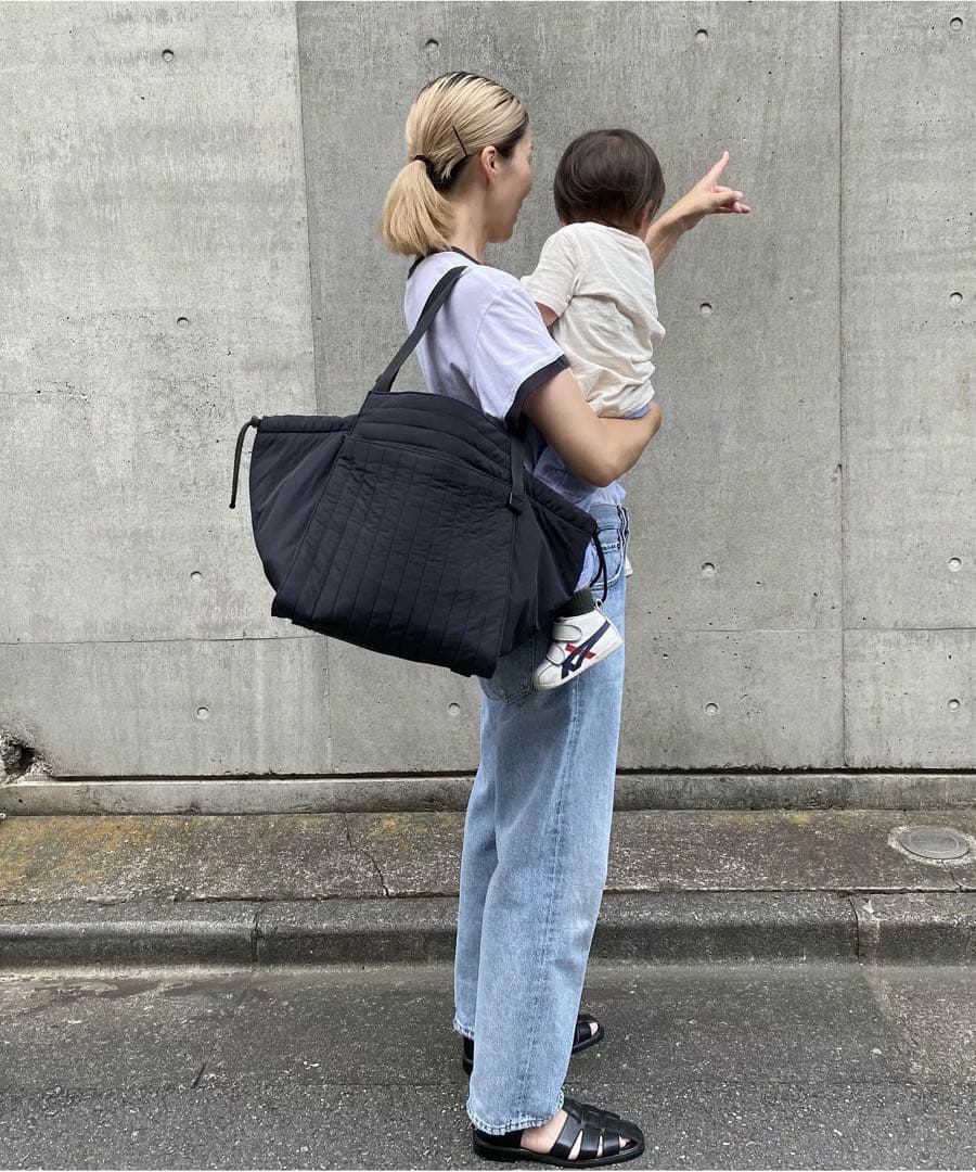 SOLPRESA ブラック キルティング マザーズバッグM