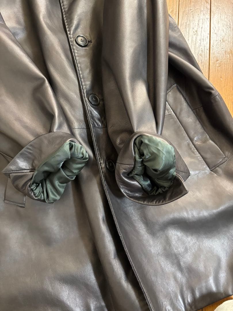 MOFAR イタリア製　羊革レザーコート　裏地ロロピアーナウール　48