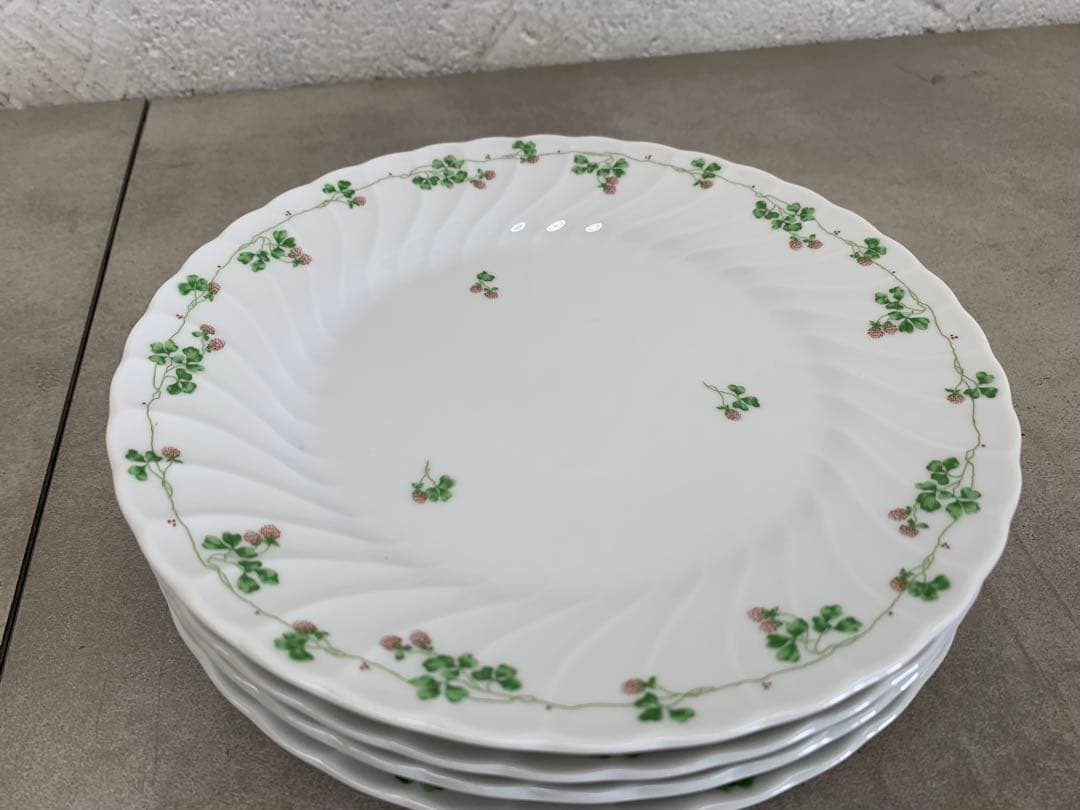 MN664★GINORI ジノリ 緑と赤の花模様 丸皿 直径約21.5㎝ 4枚