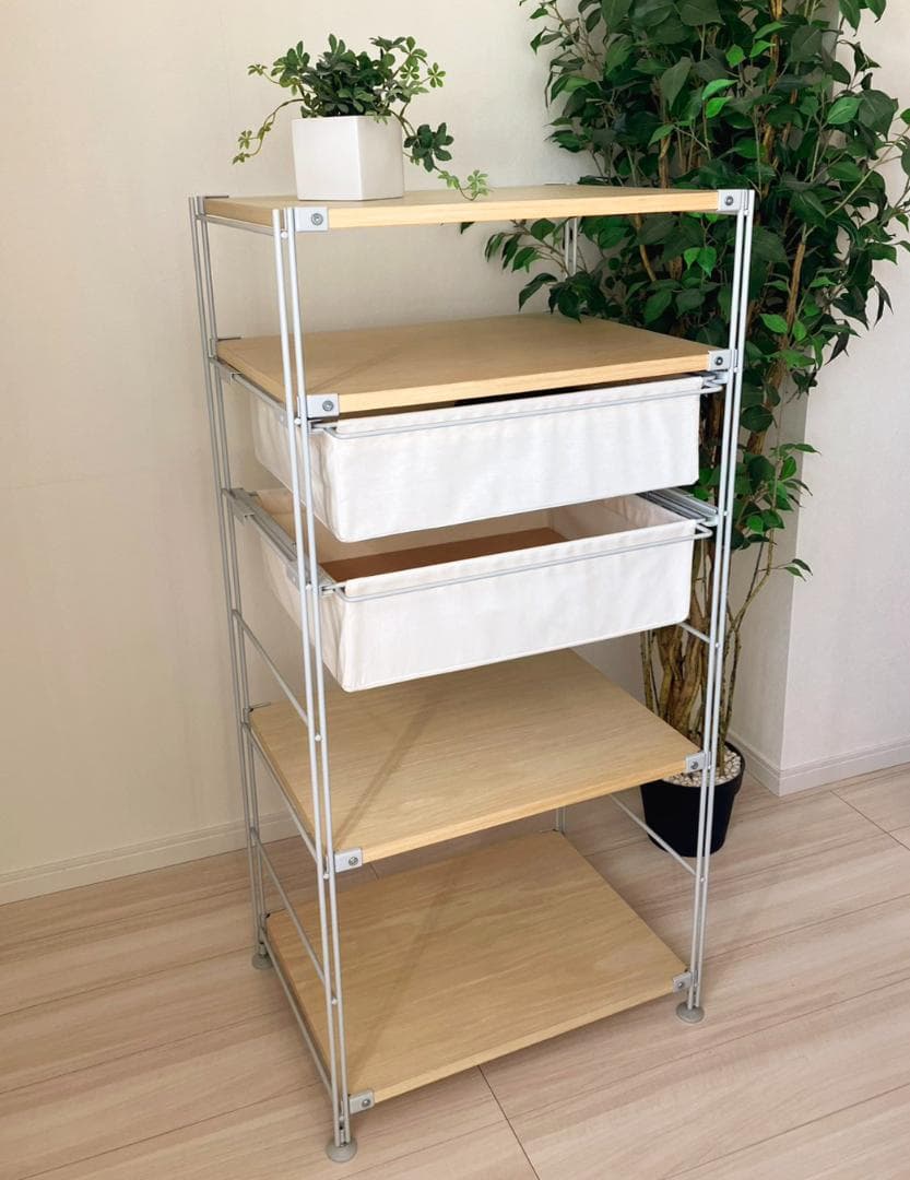 無印良品 スチールユニットシェルフ 帆布バスケットセット 高さ120