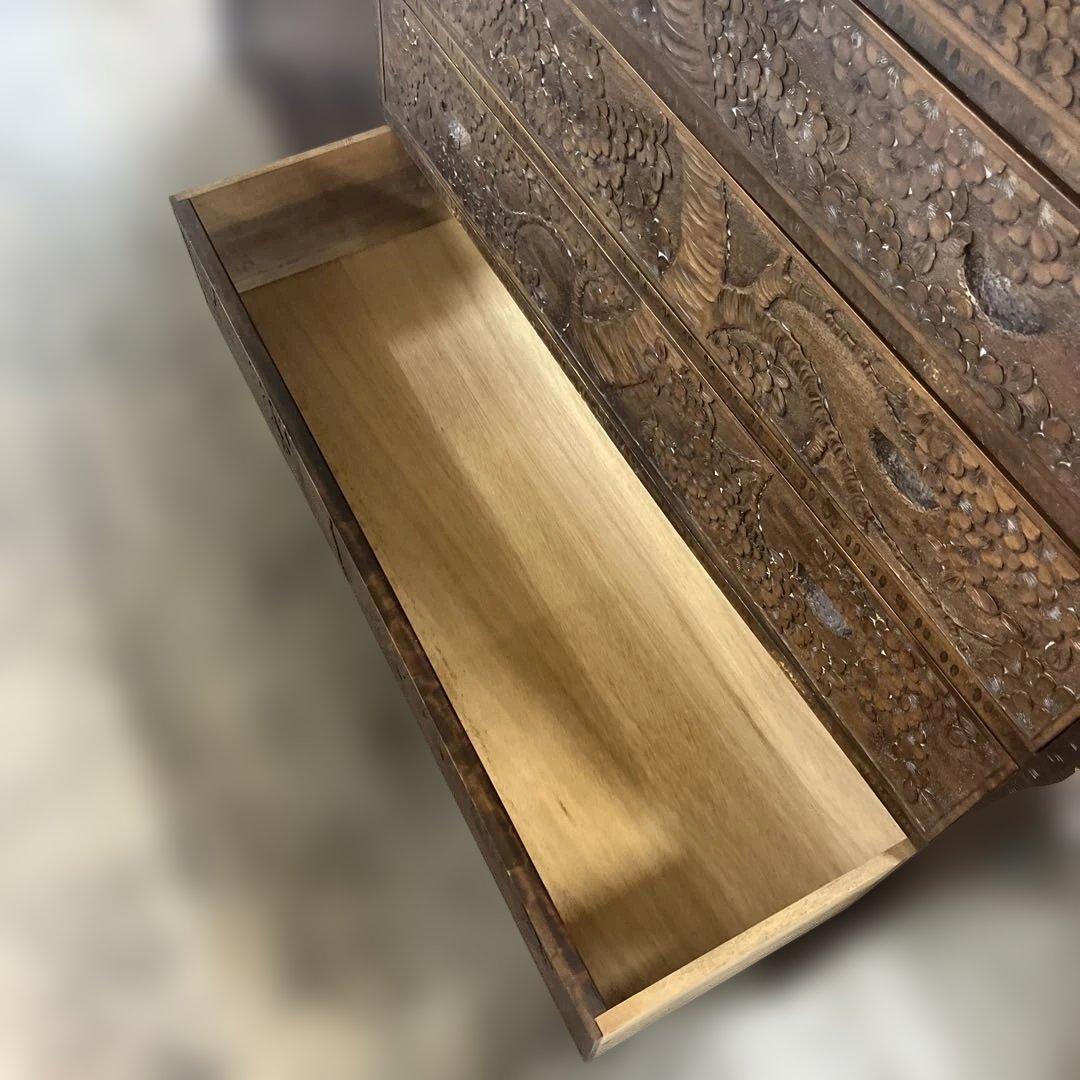 【軽井沢彫】6段チェスト◇程度良好◆