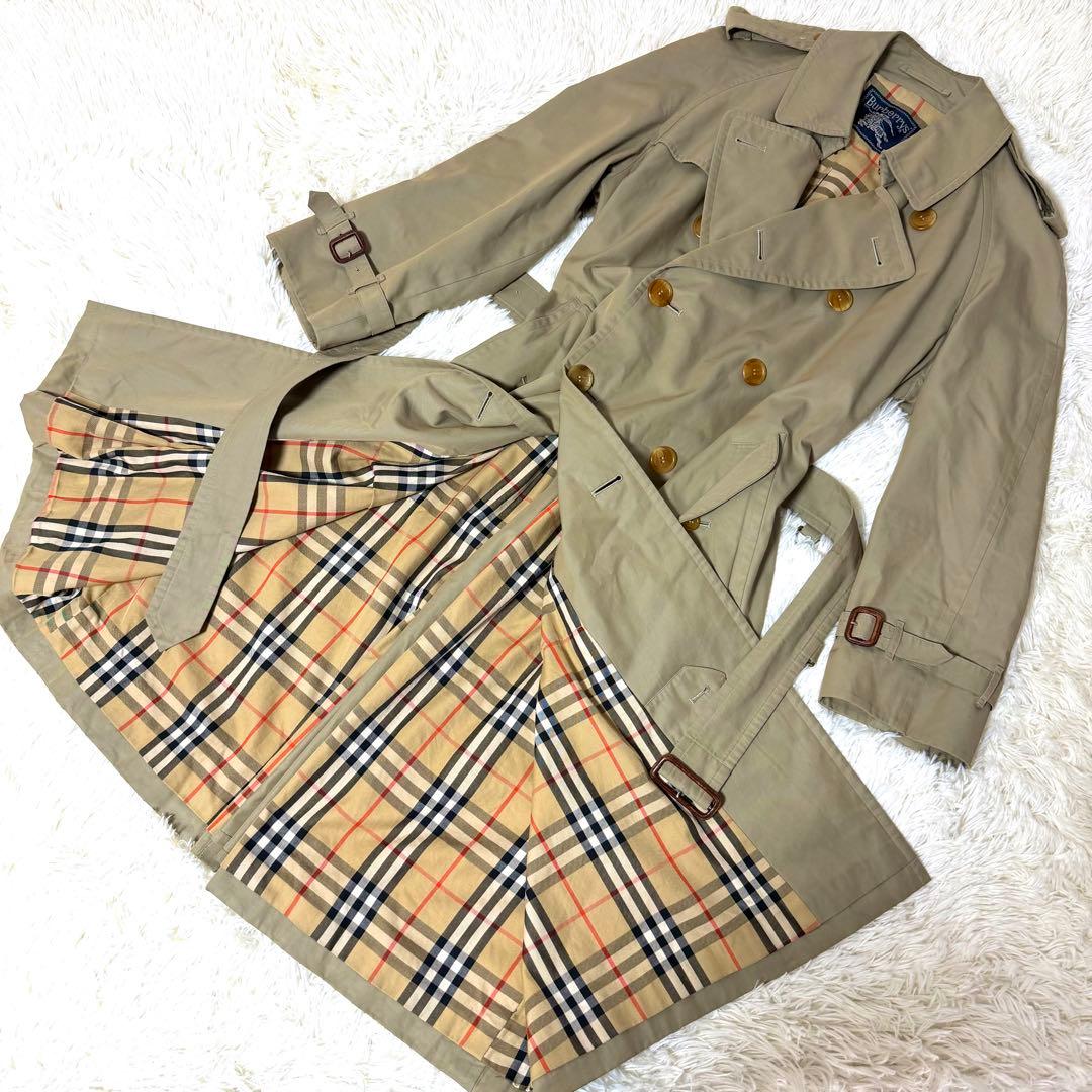 Burberry トレンチコート ノバチェック ロング丈 カーキ 玉虫 L