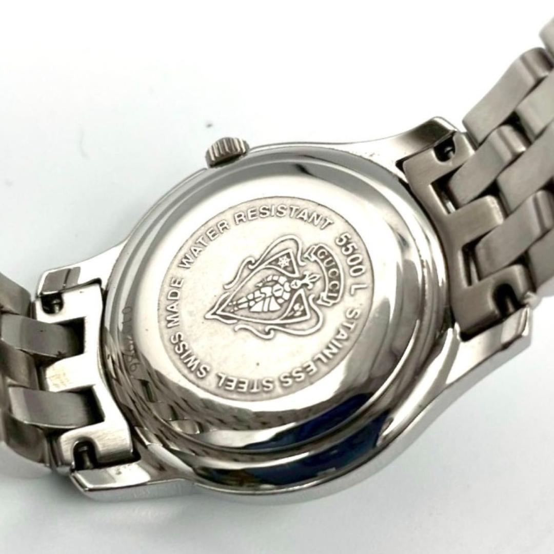 560 グッチ 5500L 腕時計 クォーツ デイト ラウンド ブラック文字盤