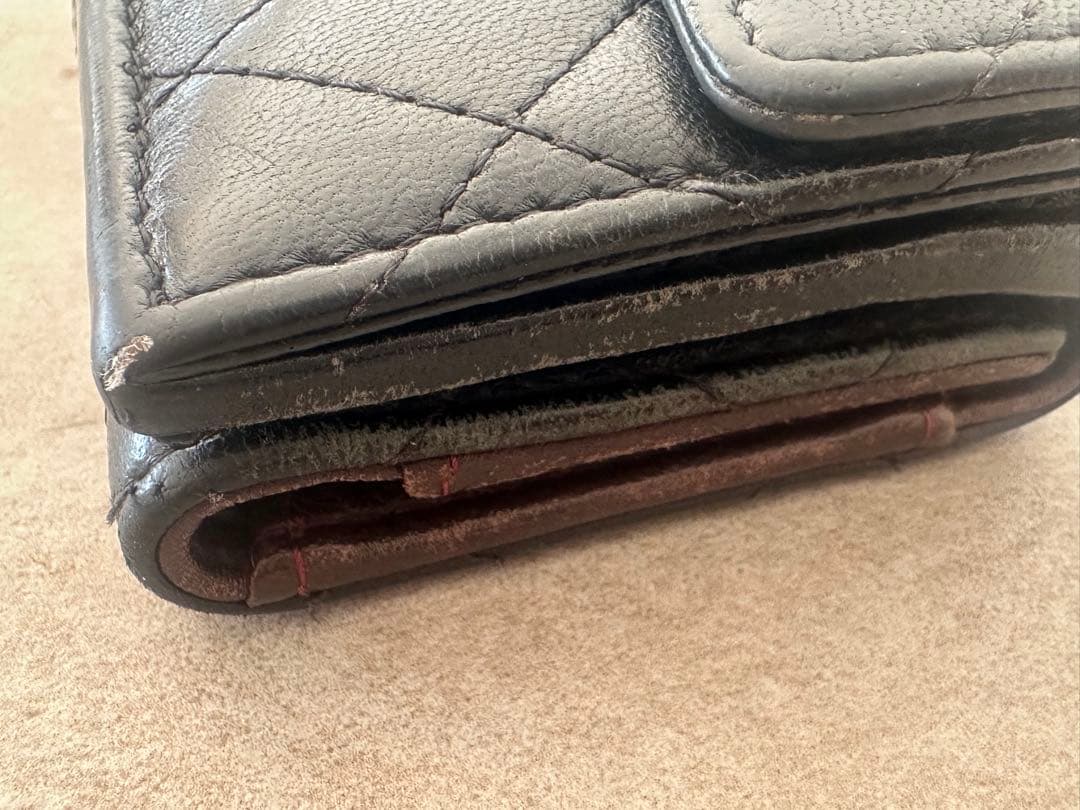 Chanel ブラック キルティング 三つ折り財布