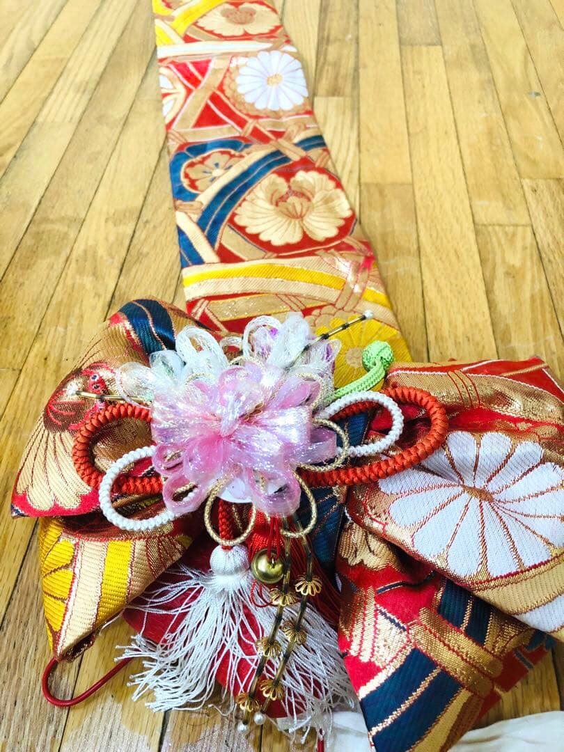 七五三七歳‼正絹可愛いピンクに花々金箔金彩煌びやか際立つ❤️完全フルセット