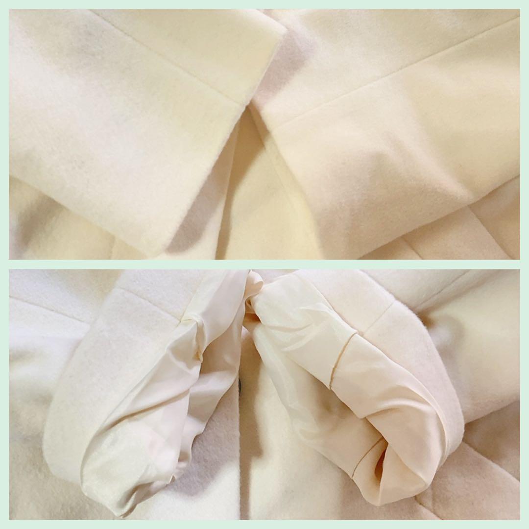 新品INDIVI インディヴィ 羊毛カシミヤ スタンドカラーコートオフホワイト系