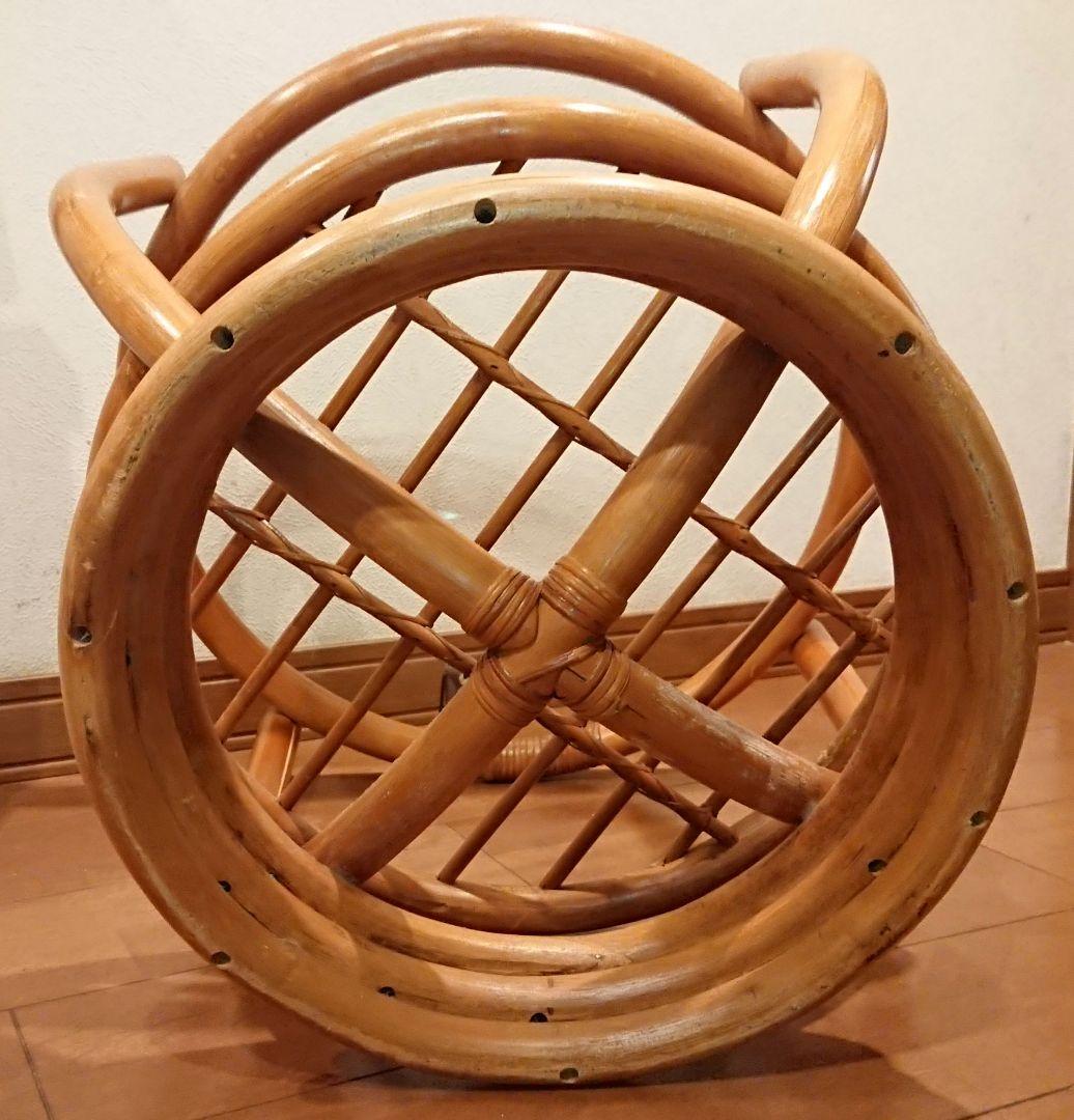 台湾製 ラタン 籐 ガラステーブル