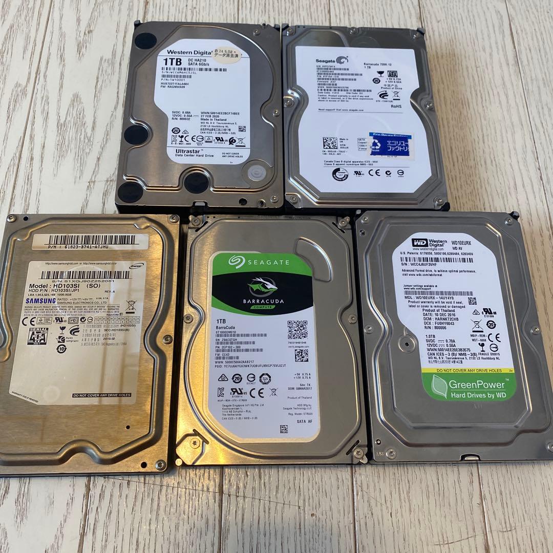【正常判定】内蔵型HDD 1TB 5台セット