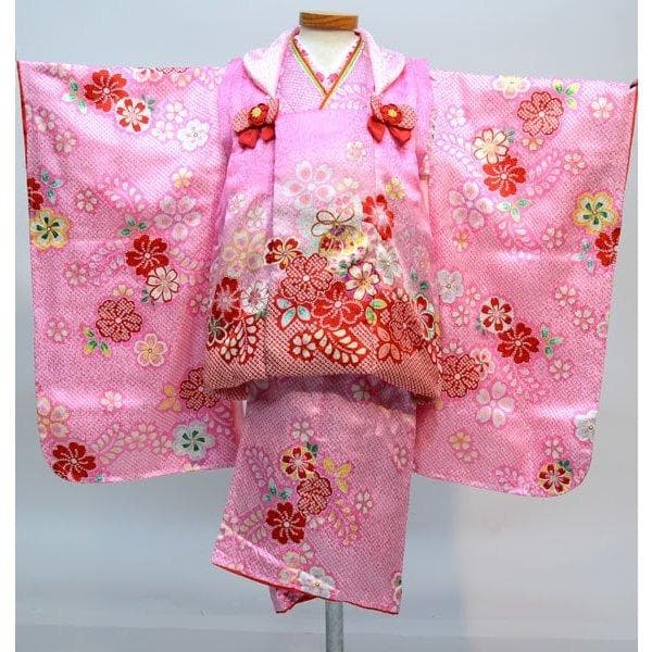 七五三 三歳 女児 正絹 被布着物セット 半衿 ファ かかと止付 お仕立て無料