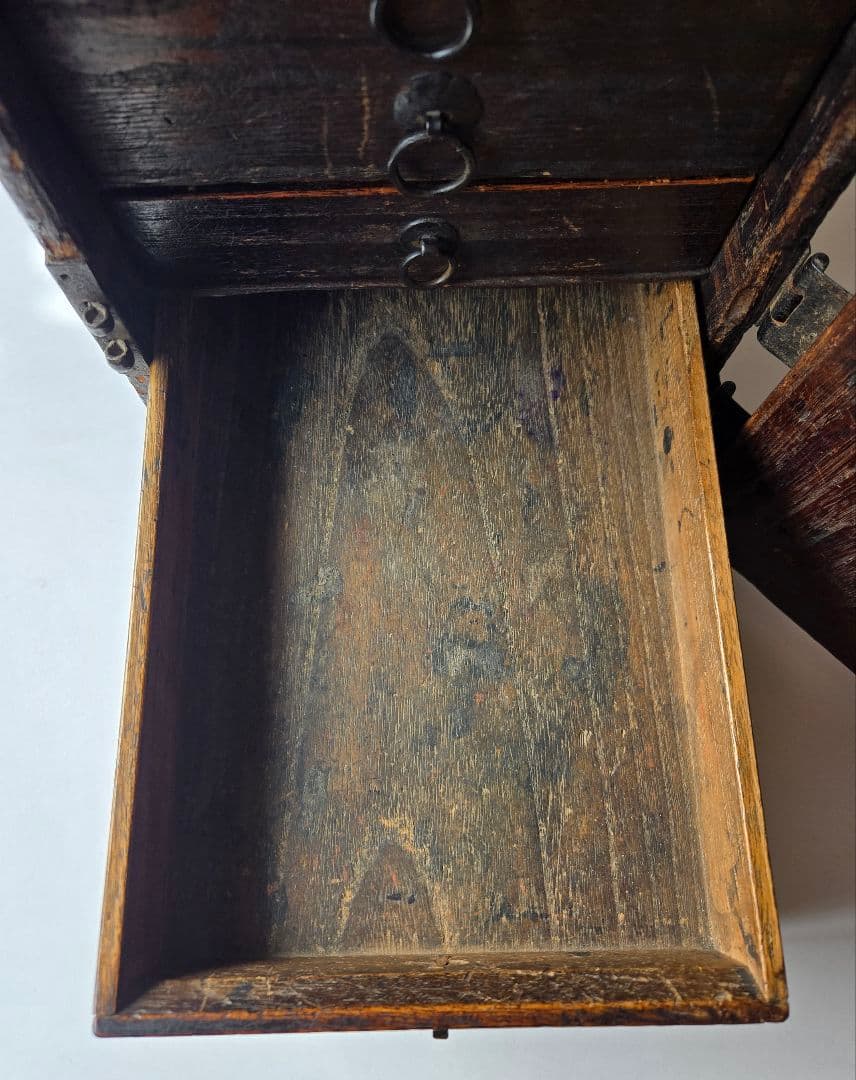 骨董　船箪笥　銭箱　時代箪笥　帳場箪笥　欅製　江戸期　鍵あり