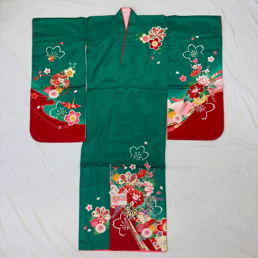 七五三 着物 七歳 緑 女の子