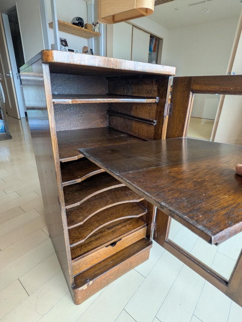 アンティーク木製ショーケース 9段キャビネット