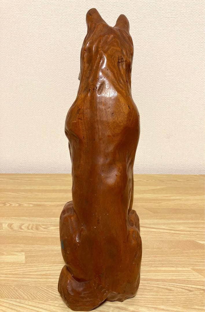 大型犬　シェパード風　木製　置物　リアル