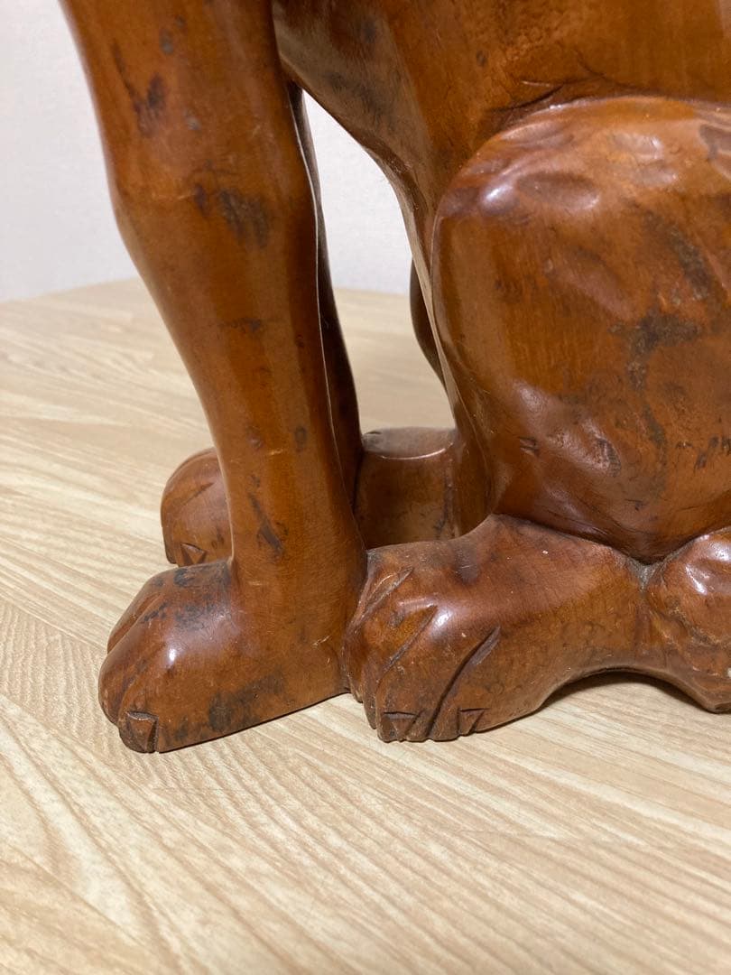 大型犬　シェパード風　木製　置物　リアル