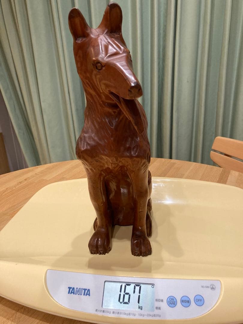 大型犬　シェパード風　木製　置物　リアル