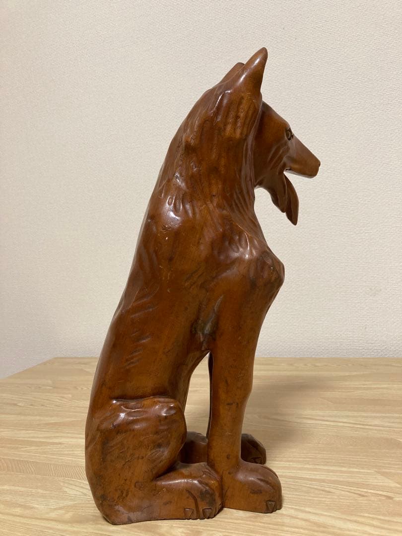 大型犬　シェパード風　木製　置物　リアル