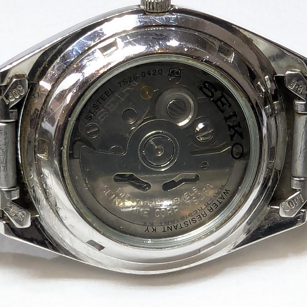 SEIKO 5 自動巻き腕時計 メンズ 稼働品 ゴールド文字盤 デイデイト