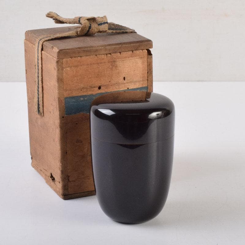 茶道具　黒漆　棗　時代箱付　V　9031