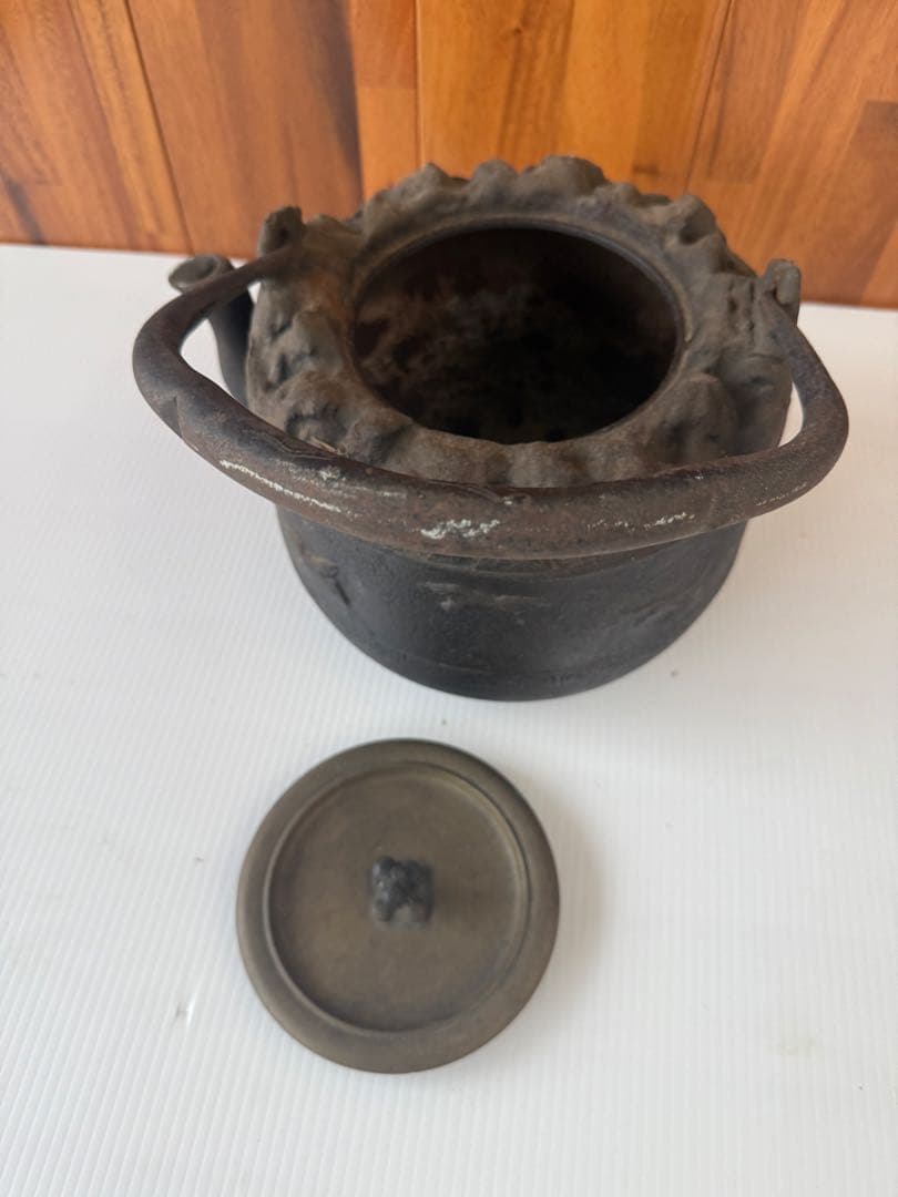 龍文堂造 鉄瓶 茶道具 工芸品 茶器 アンティーク 骨董品 時代物(a8)